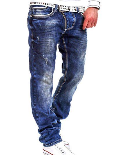La Conception Spéciale de Tirette Libèrent le Jeans de Jambe Droite - Bleu profond 30