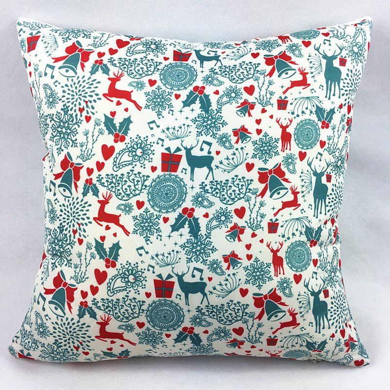

Christmas Deers Bells Gift Double-Faced Print Pillowcase, White