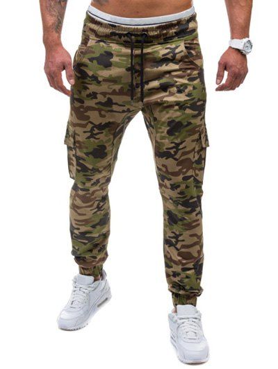 Pantalon de Jogger Imprimé Camo Multi-poches - Vert L