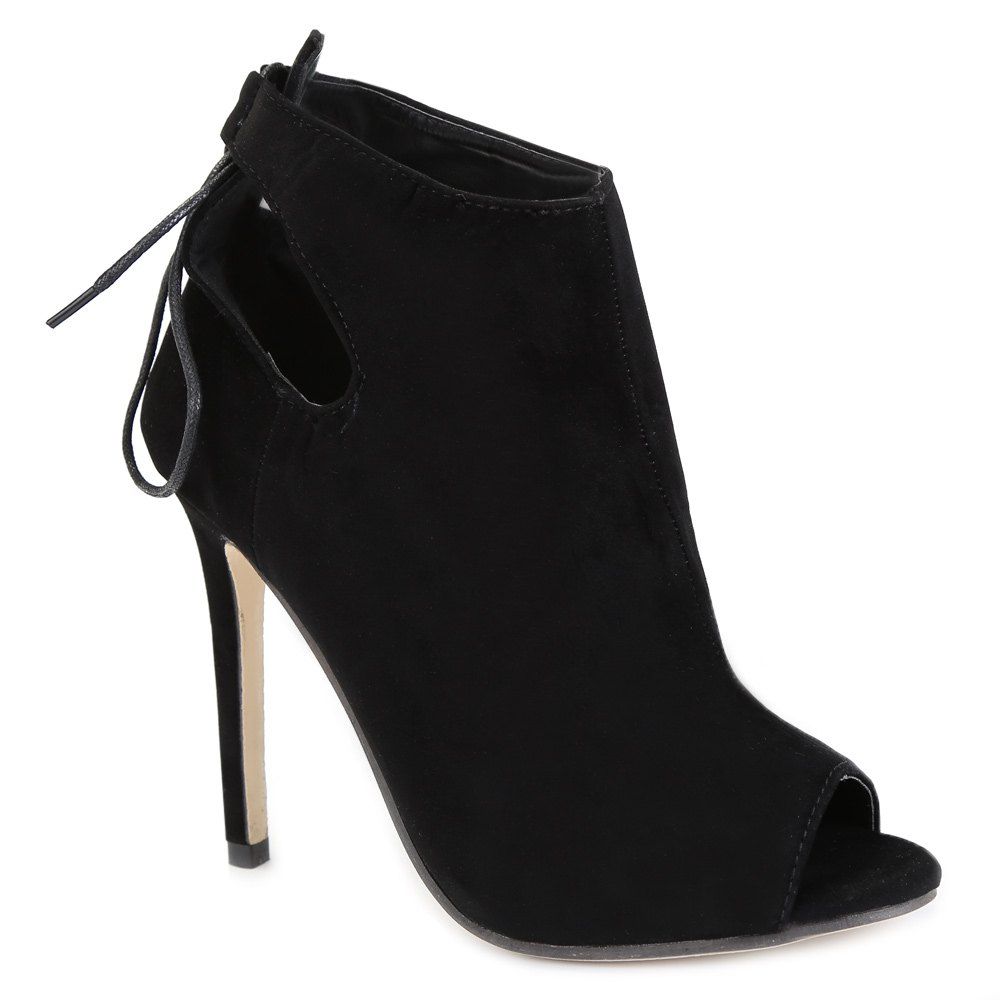 

Fashionable Black and Hollow Out Design Women's Peep Toe Shoes