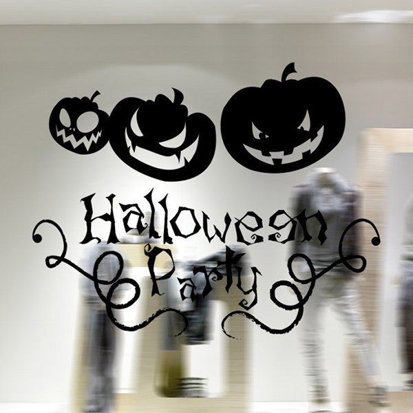 

Removable Halloween Pumpkin Waterproof Room Wall Sticker, Black