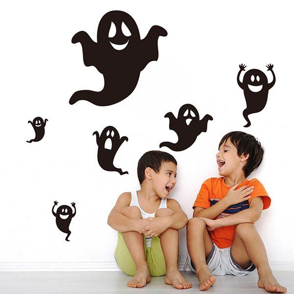 

Halloween Ghost Removable Waterproof Room Wall Sticker, Black