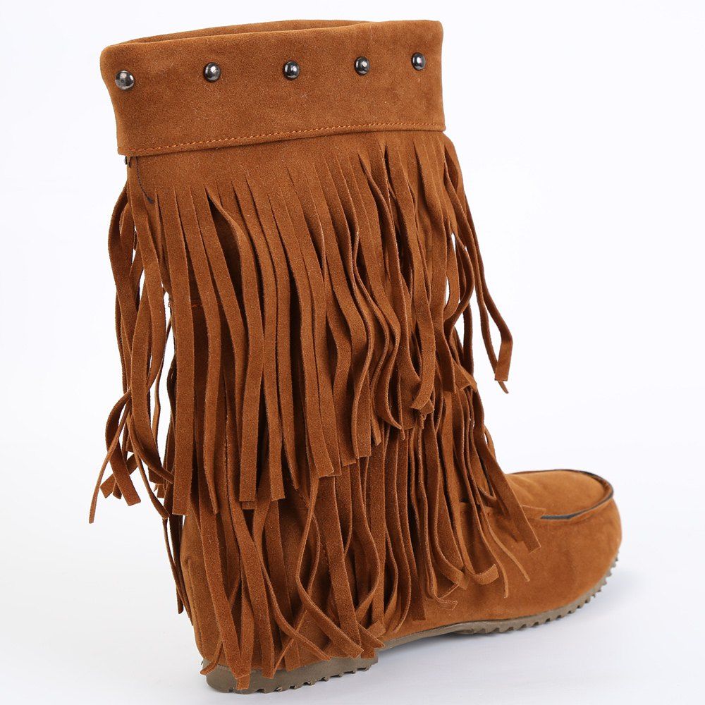 fringe brown boots
