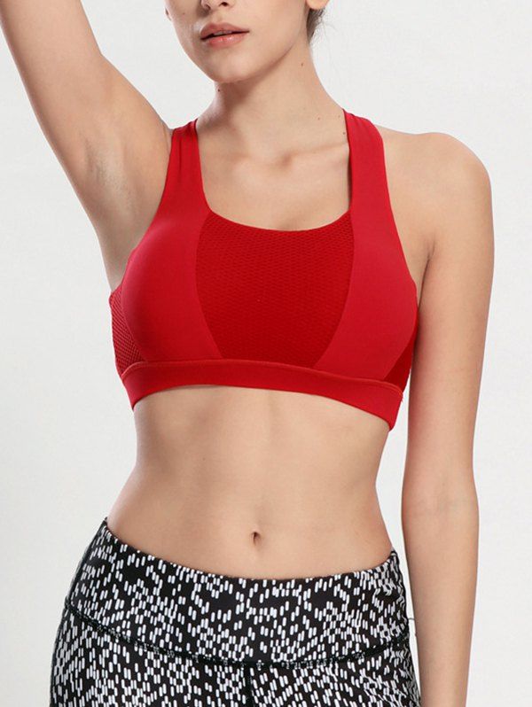 

Criss Cross Backless Padded Push Up Sporty Bra, Red