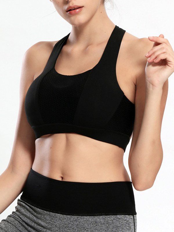 

Criss Cross Backless Padded Push Up Sporty Bra, Black