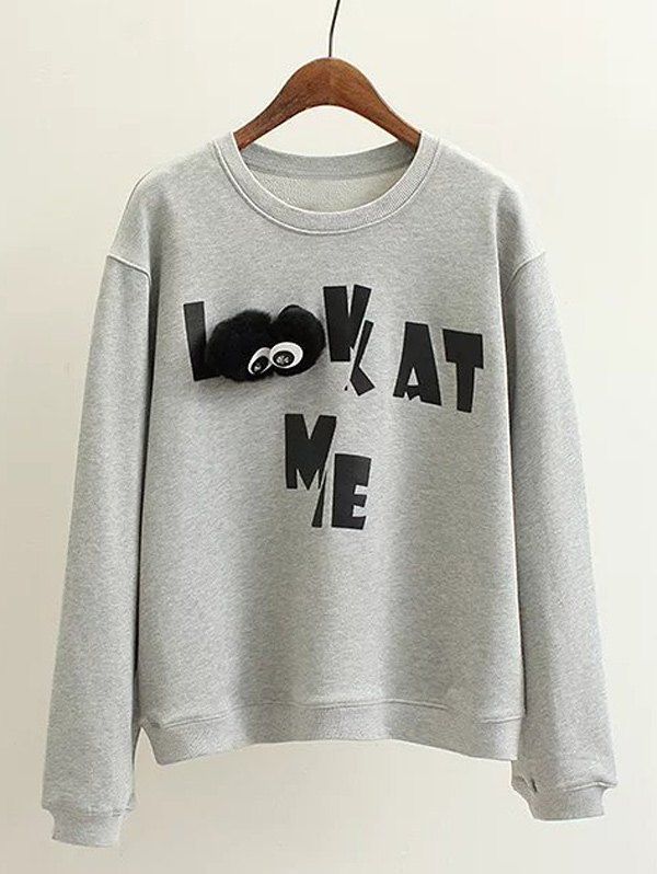 

Plus Size Letter Print Sweatshirt, Gray