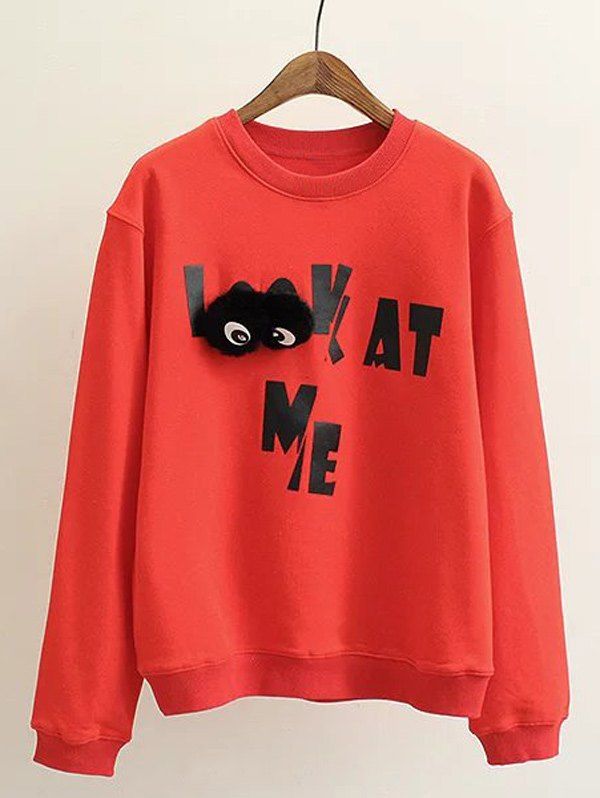 

Plus Size Letter Print Sweatshirt, Red