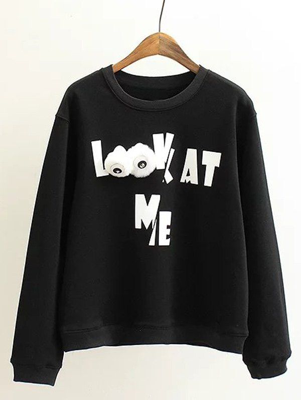 

Plus Size Letter Print Sweatshirt, Black