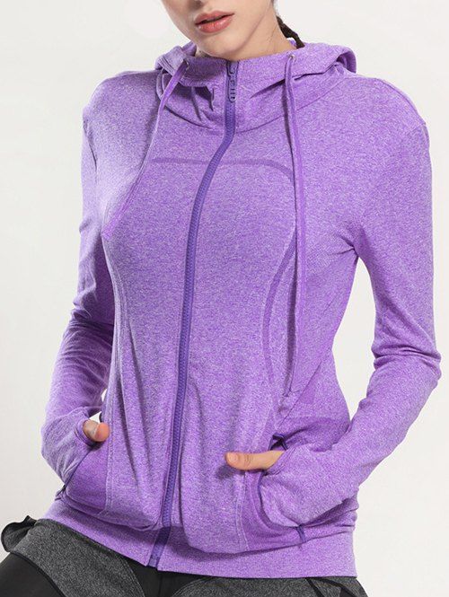 

Quick Dry Hooded Sporty Coat, Purple