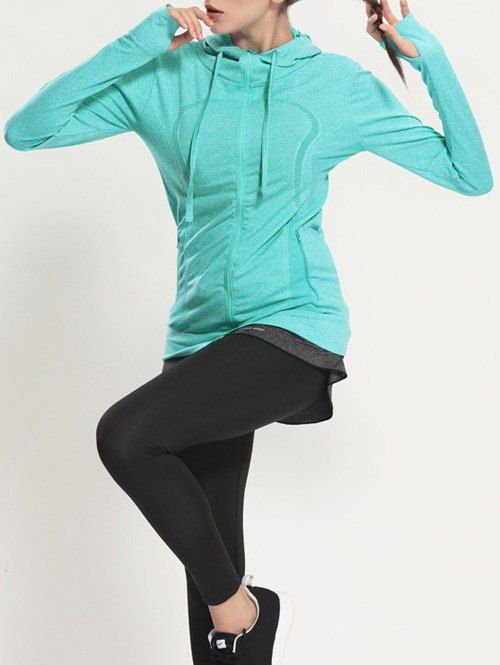 

Quick Dry Hooded Sporty Coat, Mint green