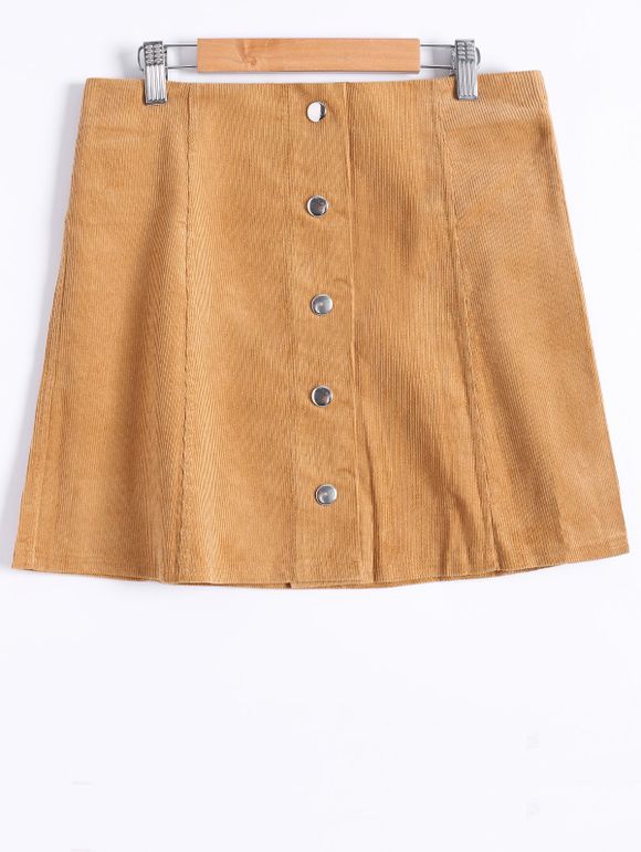 Button Front A Jupe - Kaki L