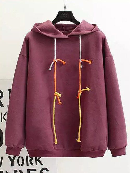 

Plus Size Back Pattern Fleece Hoodie, Purplish red