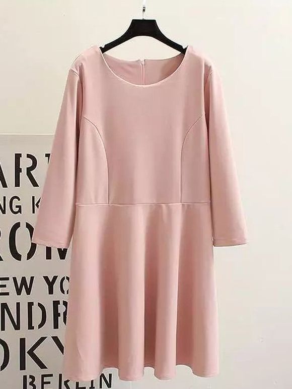 Manches longues Plus Size robe hérissée - Rose XL