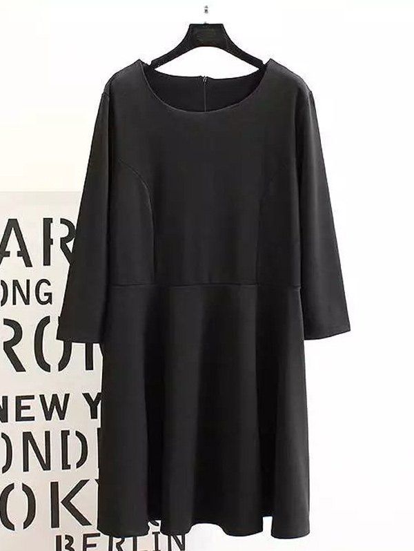 

Plus Size Long Sleeves Ruffled Dress, Black