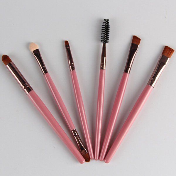 

6 Pcs Nylon Eye Lip Makeup Brushes Set, Pink