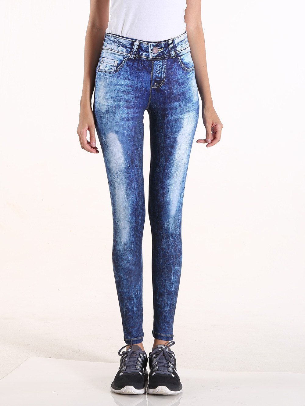 

Fake Jeans High Waisted Pants, Denim blue