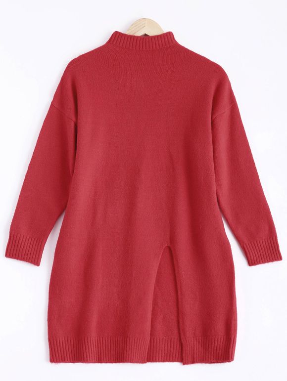 Col haut Slit Sweater - Rouge ONE SIZE