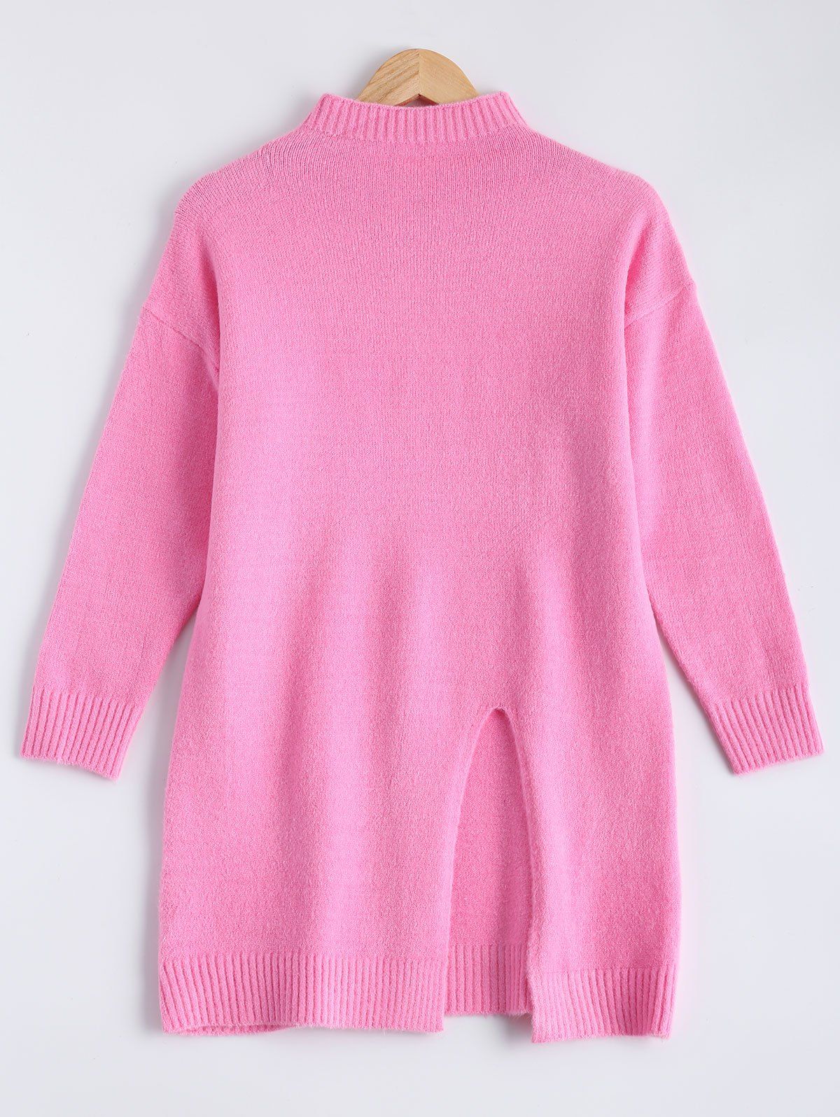 

High Neck Slit Sweater, Pink