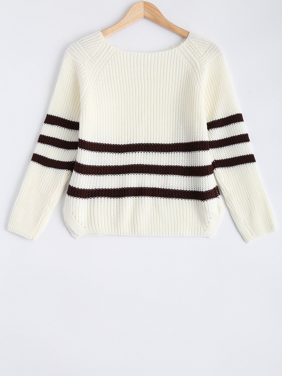 

Knitted Boat Neck Stripe Sweater, White