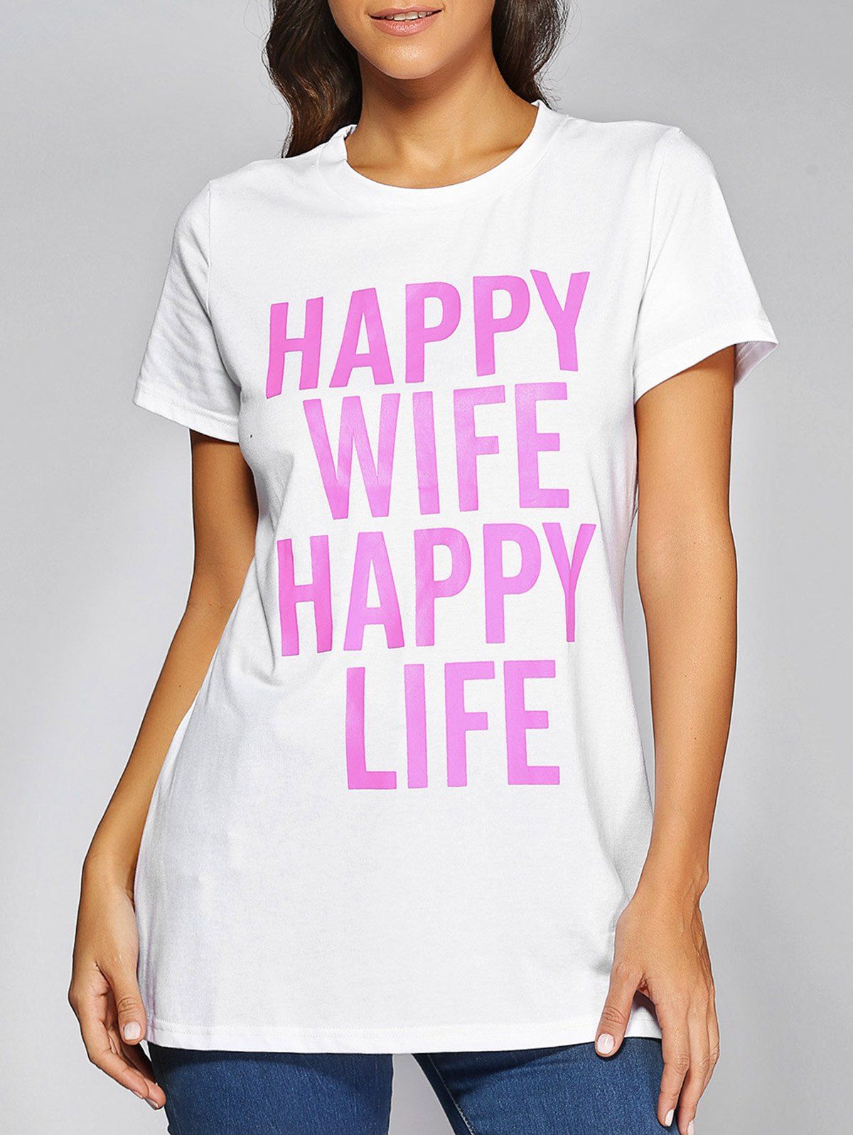 

Casual Letter Print T-Shirt, White
