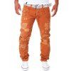 Pantalon Cargo Déchiré Double Taille à Jambe Droite - Orange 34