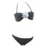 Strass Agrémentée rembourrée Halter Bikini Set - Noir M