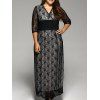 Robe de bal en dentelle maxi taille grand avec manches - Noir 4XL