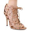 Fashionable PU Leather and Stiletto Heel Design Women's Sandals - DARK APRICOT 40