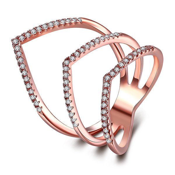

Rhinestone Filigree Angular Finger Ring, Rose gold