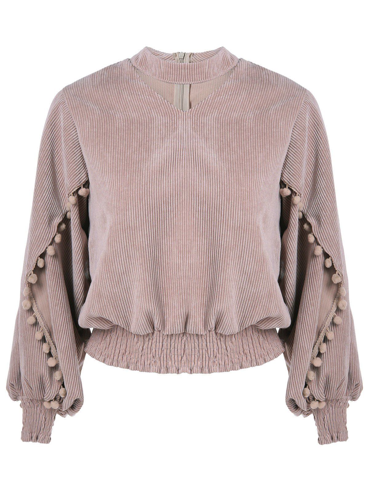 

Round Neck Bat Sleeve Blouse, Nude pink