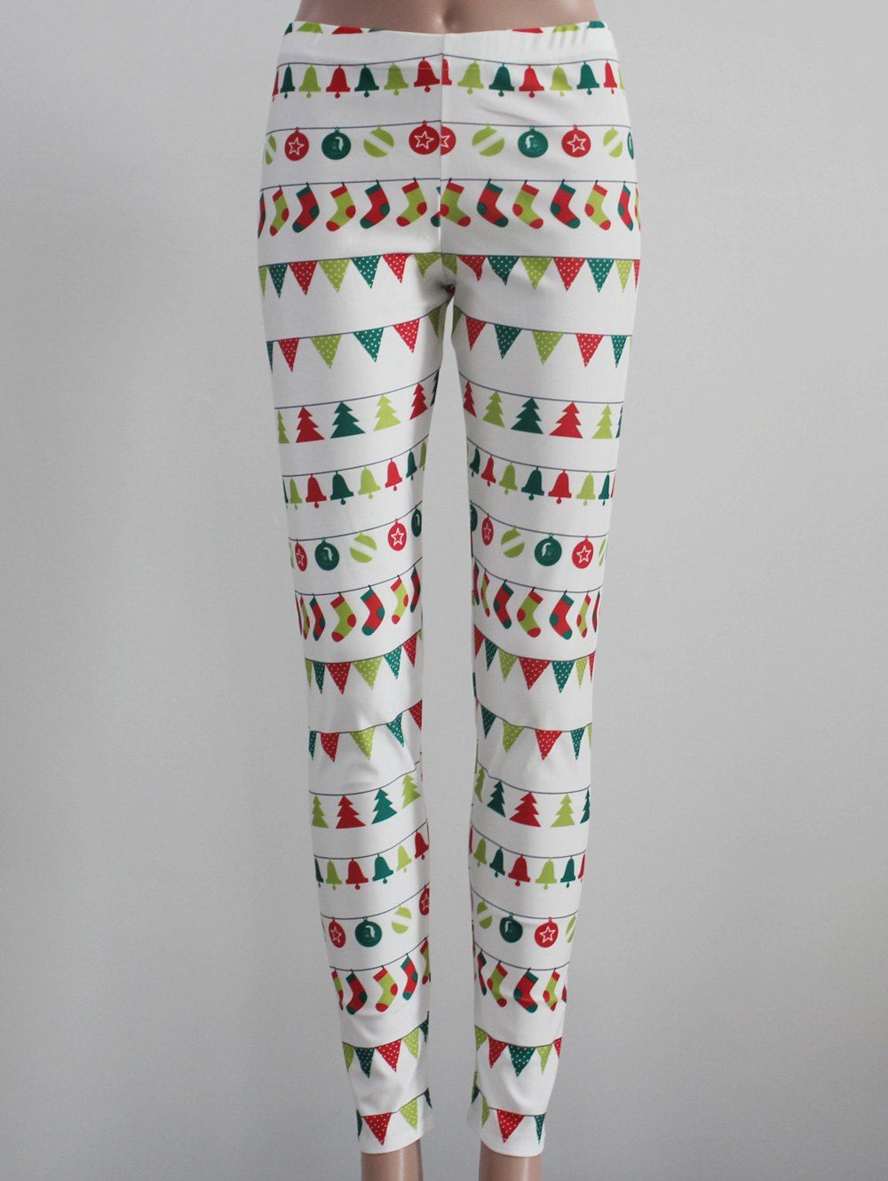 

Stripe Print Leggings, White