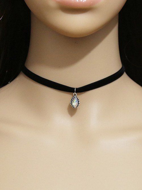 

Faux Crystal Choker Necklace, Black