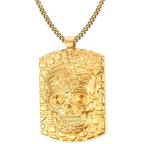 Collier avec pendentif Embossed Skull - d'or 