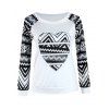 Manches Raglan imprimé tribal sweetheart T-shirt - Blanc et Noir XL