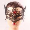Fox Pattern Modelling Faux Gem Half Face Cut Out Lace Carnival Masquerade Masks - BLACK 