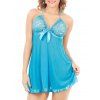 [17% OFF] 2021 Halter Neck See-Through Mesh Lace Babydoll In LAKE BLUE ...