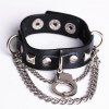 Punk Handcuff Chain Bracelet en cuir Rivet Faux - Noir 
