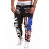 Coulissée Drapeau Motif Lettre Imprimer Jogger Pantalon - Noir L