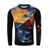 Sweat-shirt d'Halloween 3D Citrouille et Crâne Abstraits Imprimés Manches Longues à Col Rond - Noir M