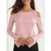 Cold Shoulder T-shirt asymétrique - Rose Clair S