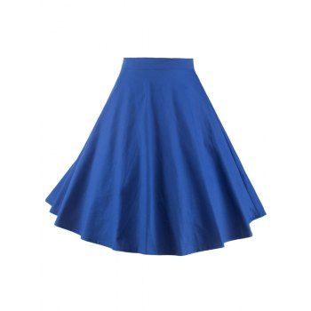 [17% OFF] 2024 Plain Zippered A-Line Circle Skirt In BLUE | DressLily