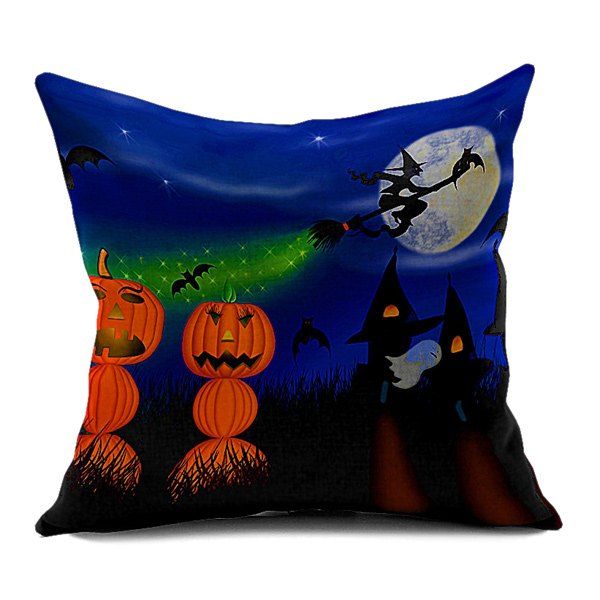 

Halloween Pumpkin Vampire Sofa Cushion Pillow Case, Deep blue