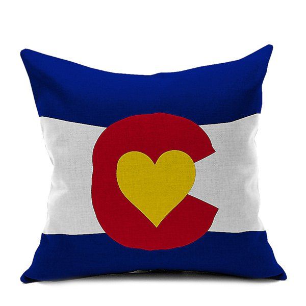 

Flag Heart Printed Sofa Cushion Pillow Case, Colormix