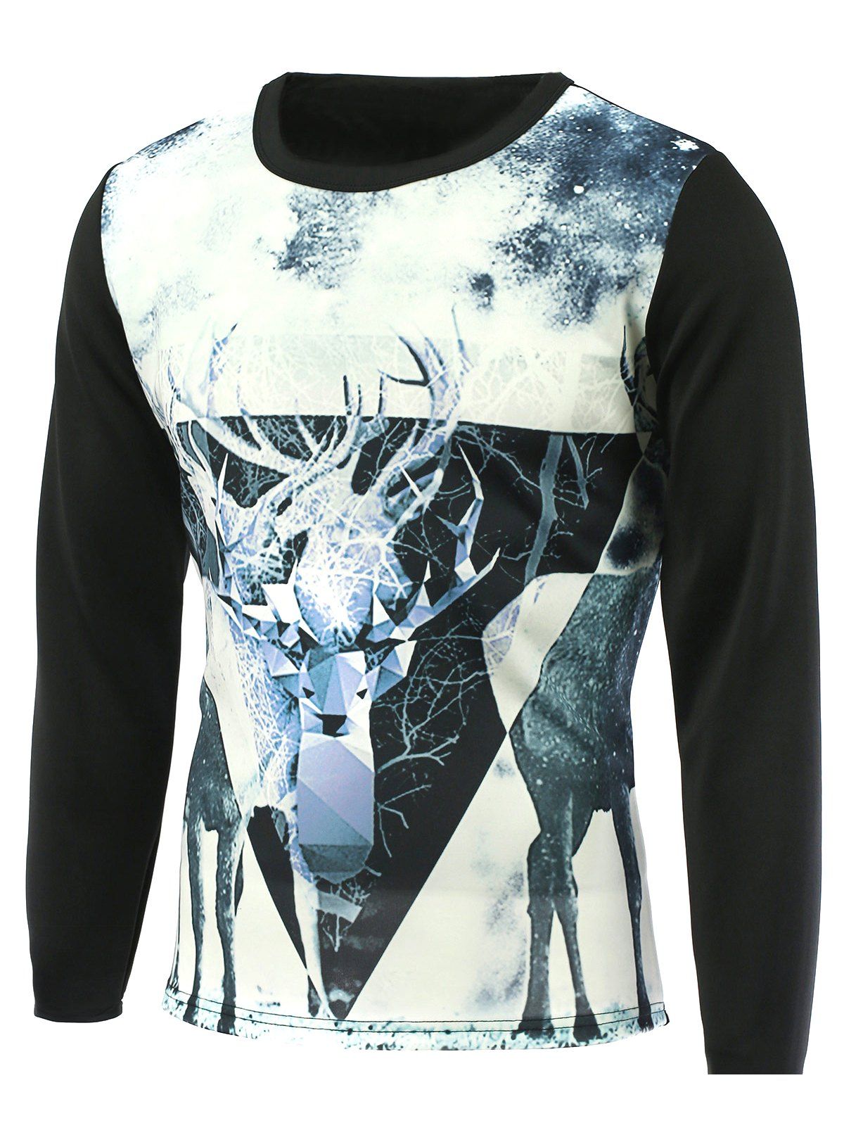 

Round Neck Sika Deer 3D Printed T-Shirt, Black