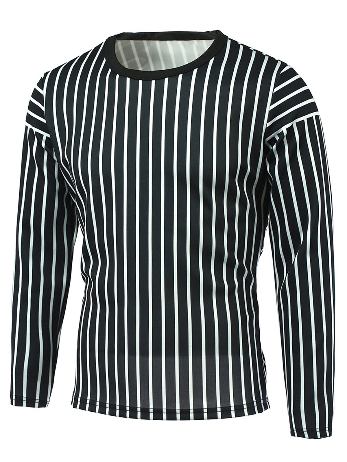  41 OFF 2019 Round Neck Long  Sleeve  Vertical  Striped  T 