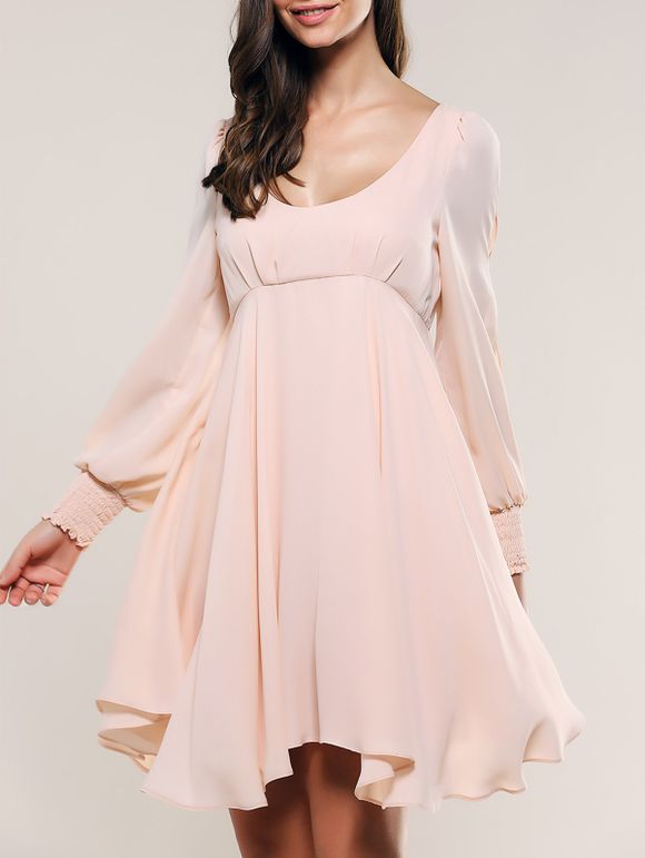Manches fendues Robe dos ouvert - Rose Clair XL