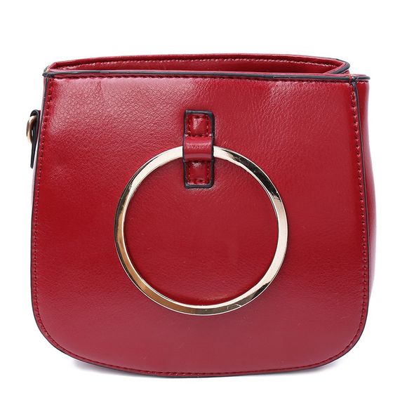 StylishMetallic Ring et de solides Color Design femmes  sac fourre-tout - Rouge vineux 