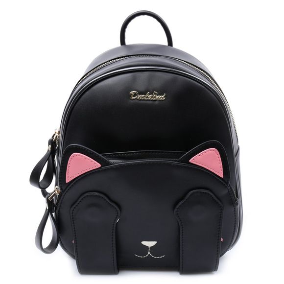 Cute Cat Pattern and Black Design Women's Backpack - BLACK 