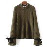 Mock Neck manches longues bowknot Pull - Vert Armée ONE SIZE