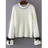 Crew Neck Long Sleeve Bowknot Sweater - WHITE ONE SIZE